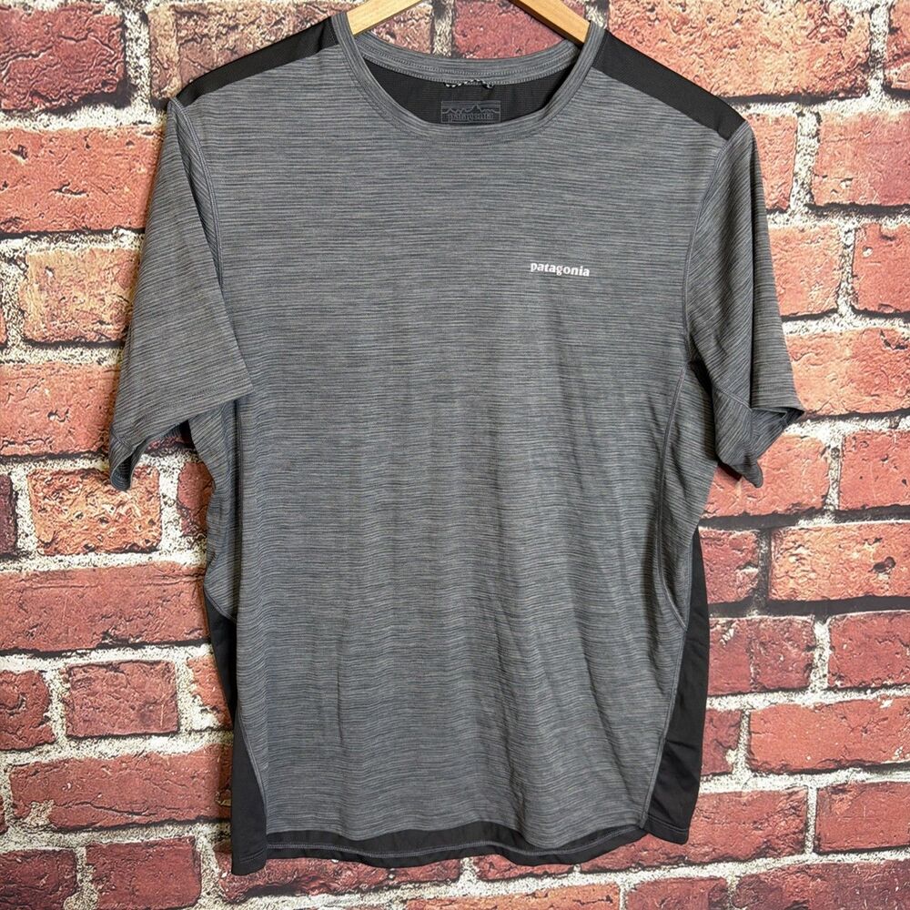 Patagonia T Shirt Mens Medium Gray Airchaser Short Sleeve Outdoor Running Hiking